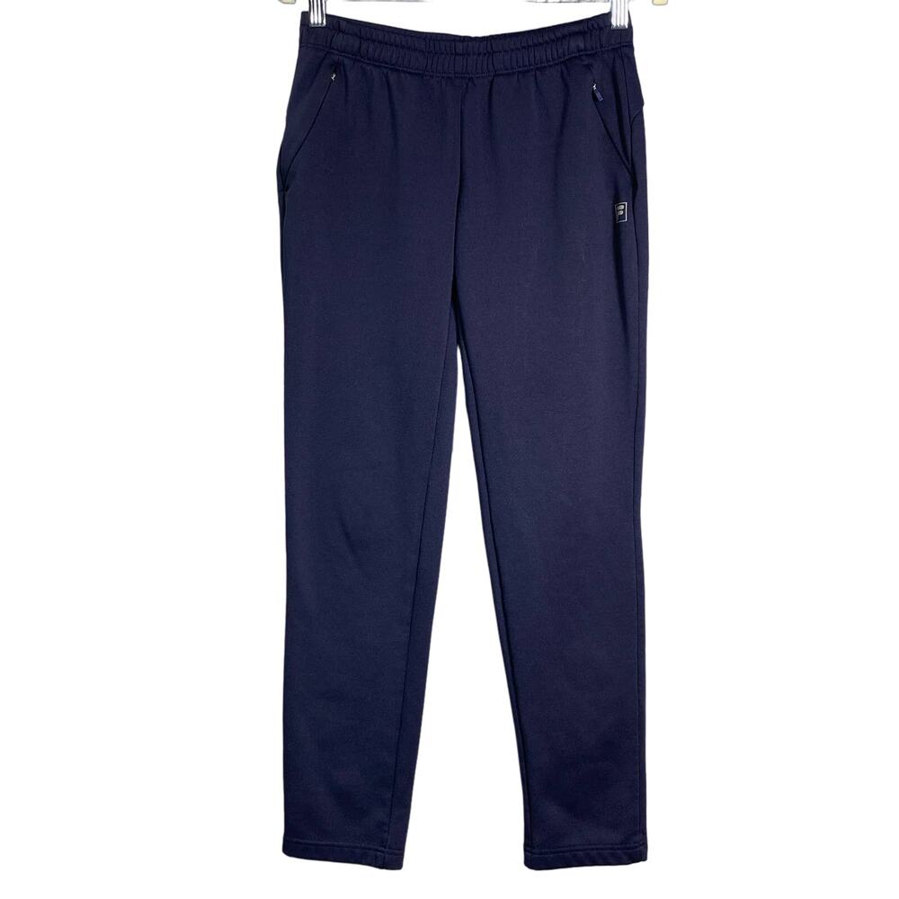 FILA Youth Kids 80s Sweatpants Straight Leg Elastic Waist Navy Blue Medium